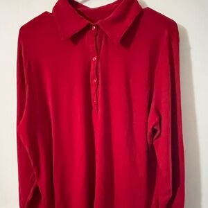 Kate Hill 2X women’s Vibrant Red Casual Button Shirt